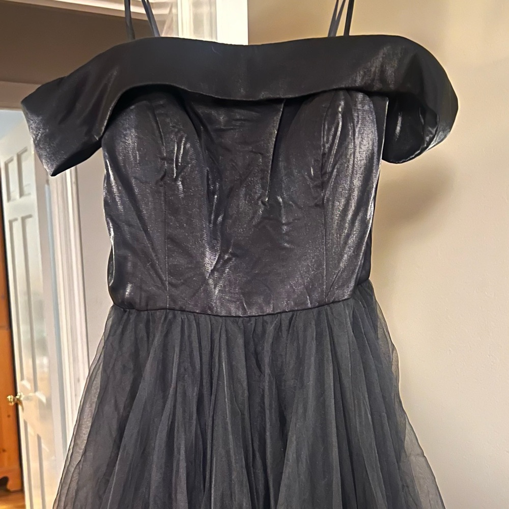 La Femme Off The Shoulder Evening Gown Dress Black - Picture 8 of 11